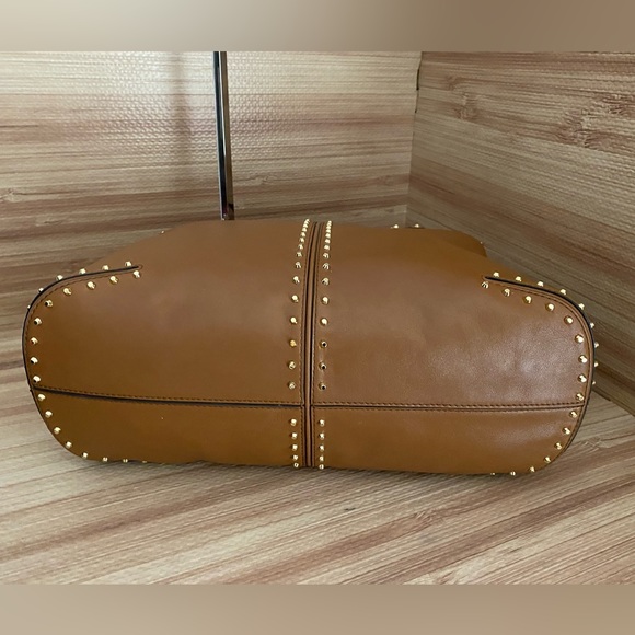 Michael Kors Uptown Satchel Tote Bag Brown Studded like new - Picture 12 of 15